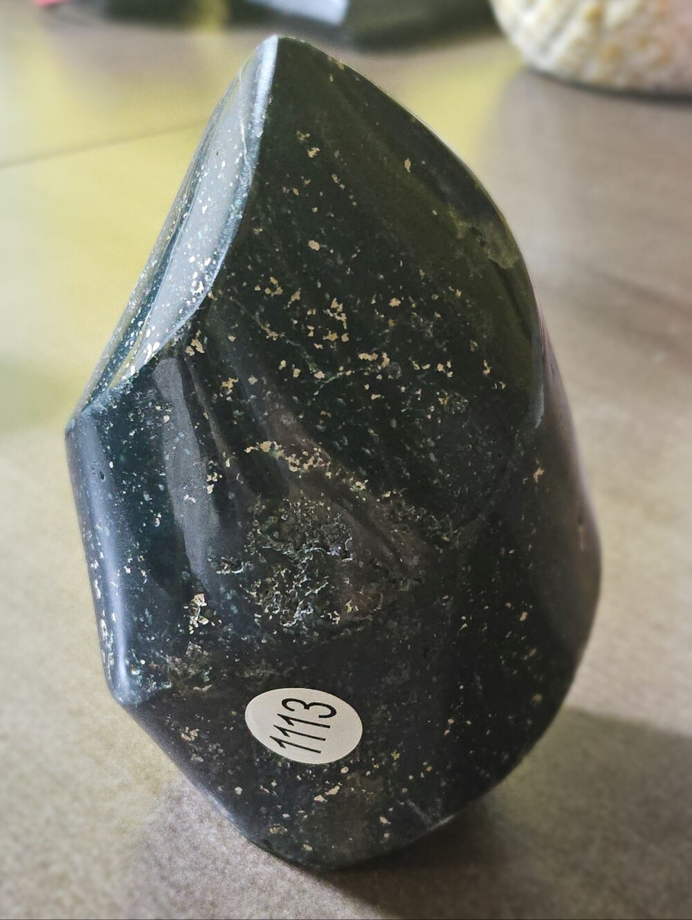 Dark Green Ocean Jasper Flame Carving